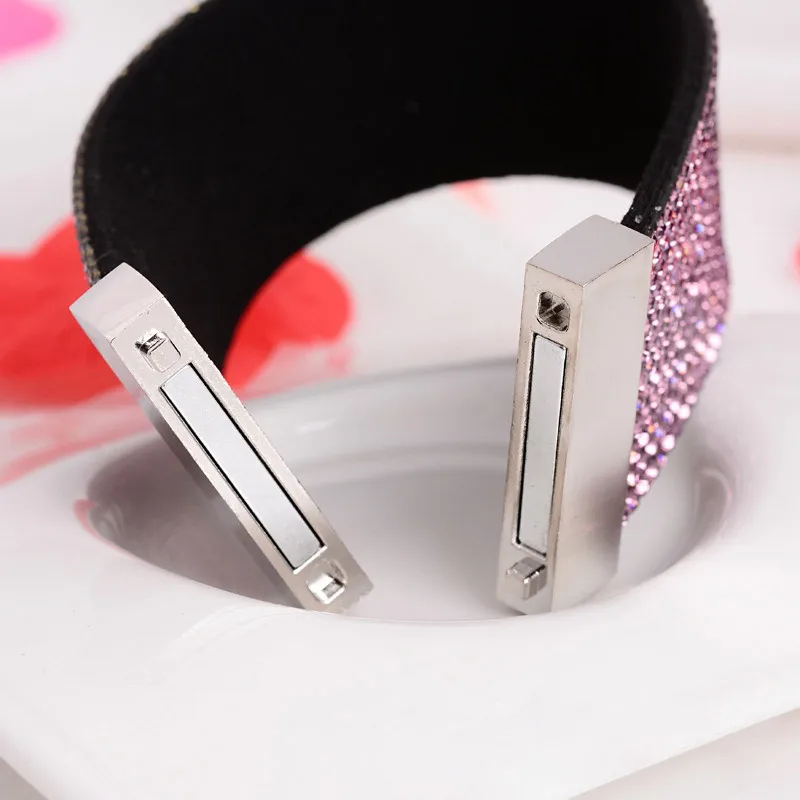 Crystal bracelet for women big wide full rhinestone leather pulseras mujer flannel wrap armbanden wristband | Украшения и
