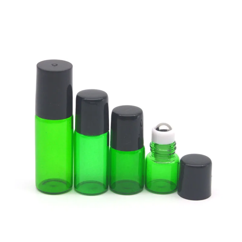 

1pcs Empty 1ml 2ml 3ml 5ml Green Perfume Roller Glass Bottle Deodorant Container Essential Oil Sample Refillable Roll on Bottle