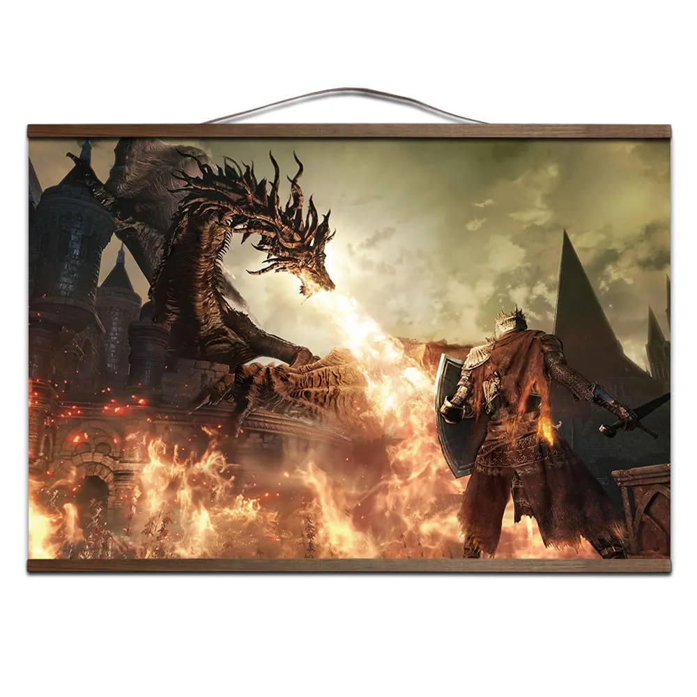 24 Dark Souls 2 3 плакат для HD холст декоративные постеры живопись с твердой древесины Висячие свиток - Цвет: 24