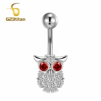 g23titan auspicious animal body decorations red zircon eye owl belly button ring 1 6mm 12mm titanium navel piercing barbell