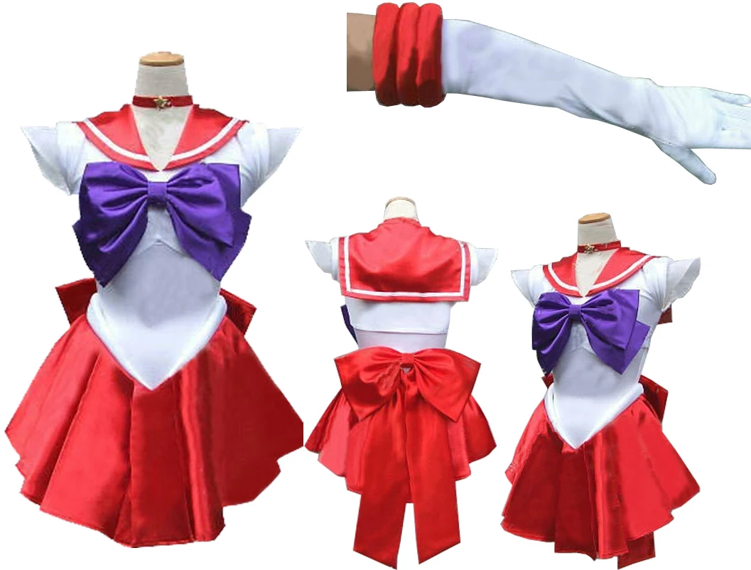 

SAILOR MOON MARS COSPLAY COSTUME +GLOVE +NECHLACE