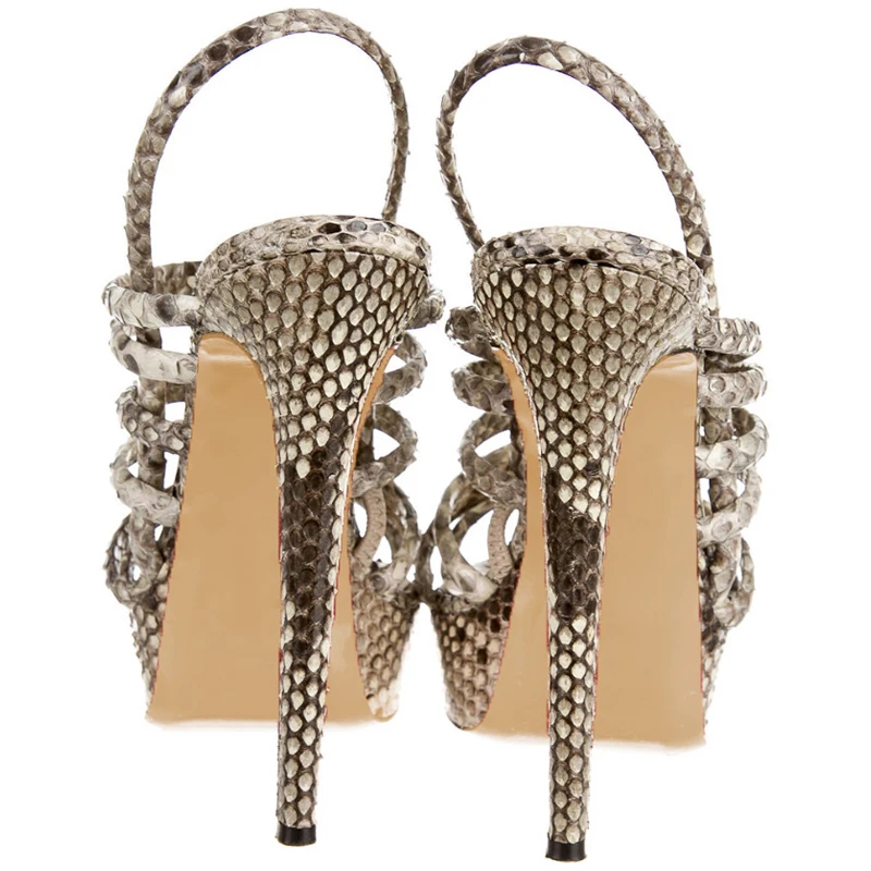 2018 летние серые слинбэки шлепанцы женская обувь из змеиной кожи на платформе с