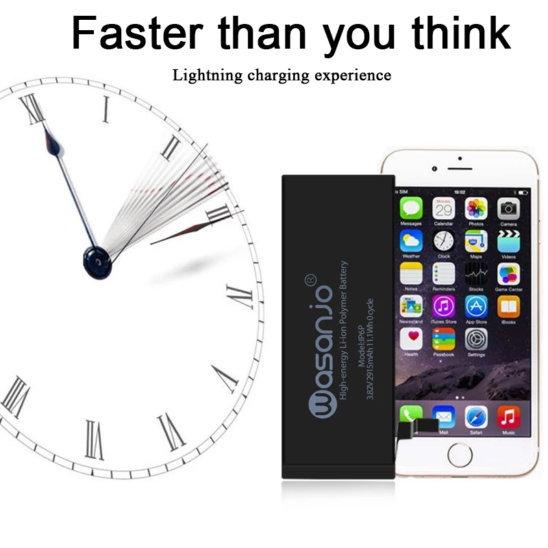 WASANJO с инструкциями перезаряжаемые батарея для iPhone 6 Plus P высокое ёмкость