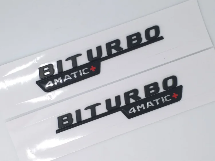 Матовый черный хром Turbo 4matic Biturbo 4matic+ эмблема на КРЫЛО боковой Supercharge логотип для автомобильного стайлинга Стикеры для Mercedes Benz - Название цвета: BLACK 18
