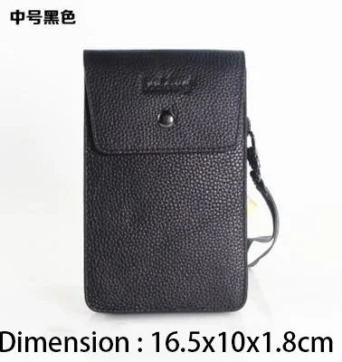 Medium black Из натуральной коровьей кожи носить ремень карман для мобильного телефона 5,0/5,5/6,3/6,4/7 дюймов кожаный чехол для iPhone кожаный мешок деньги карты памяти - Цвет: Medium black