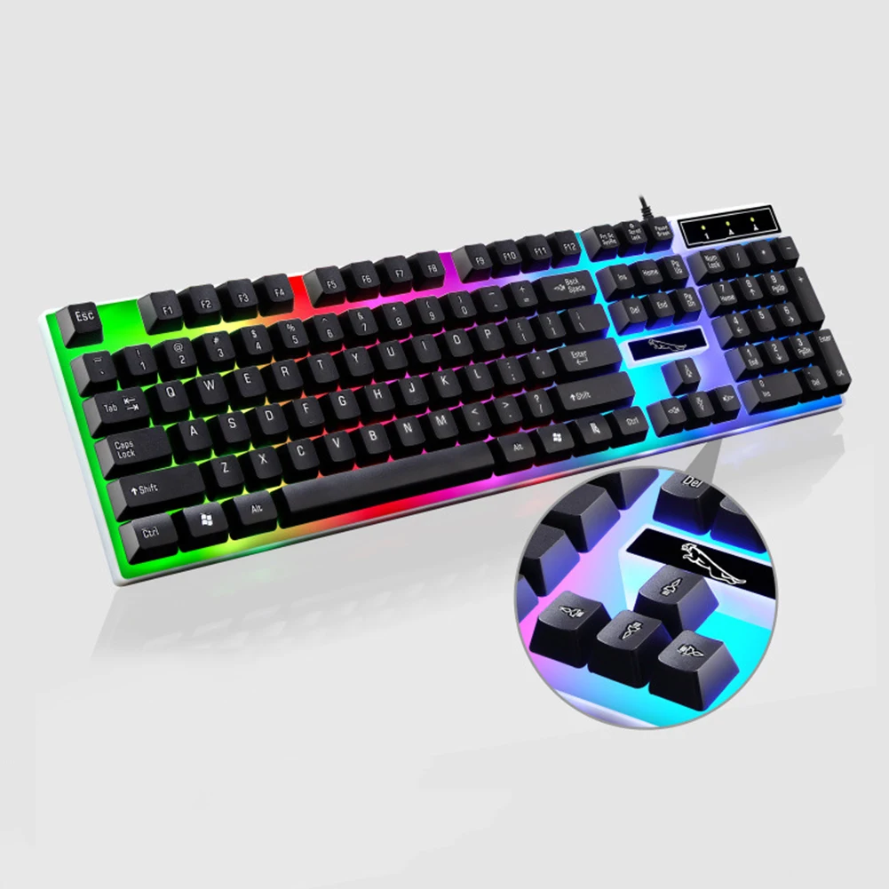 2 шт. эргономичный светодиодный Подсветка Проводная игровая клавиатура для