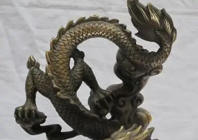 12-дюймовый китайский чистый Бронзовый резной морской громкий рев Дракон Лун XianRui
