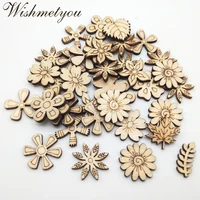 wishmetyou 50pcs flowersleaves wooden pattern diy crafts for handmade doodle scrapbooking art collection accessories find wood