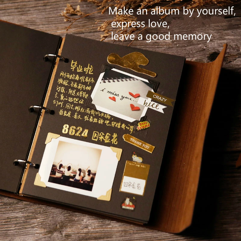 Винтажный кожаный Diy Фотоальбом Карманный Polaroid фото стикер держатель для детской книги воспоминания творческий день рождения подарок для девочки