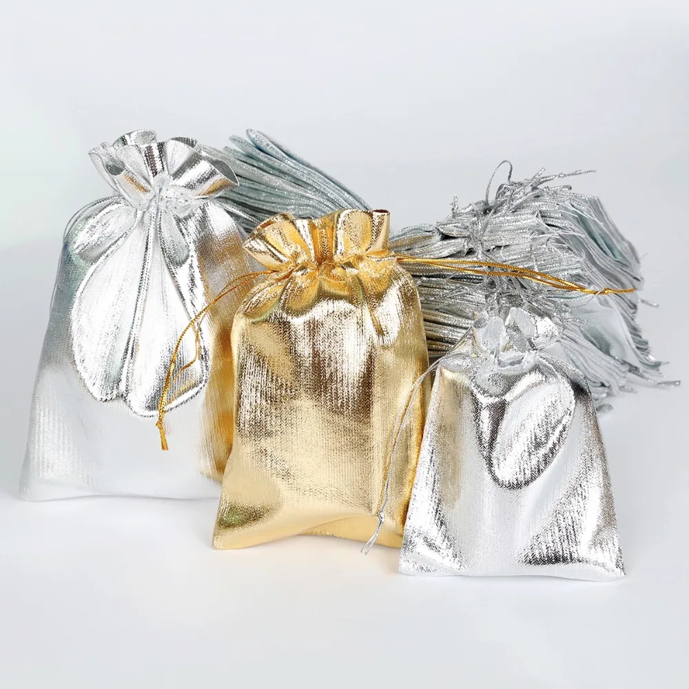 50 шт покрытые серебром Цвет золото металлик Фольга органза Чехлы Рождество