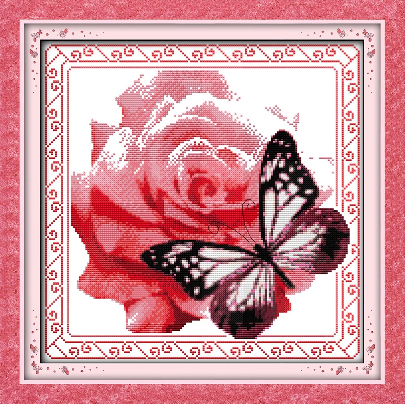 Flower and butterfly Printed Canvas Cross Stitch Kit Home Decore 14CT DMC Embroidery Needlework Cross-stitch set Handmade | Дом и сад