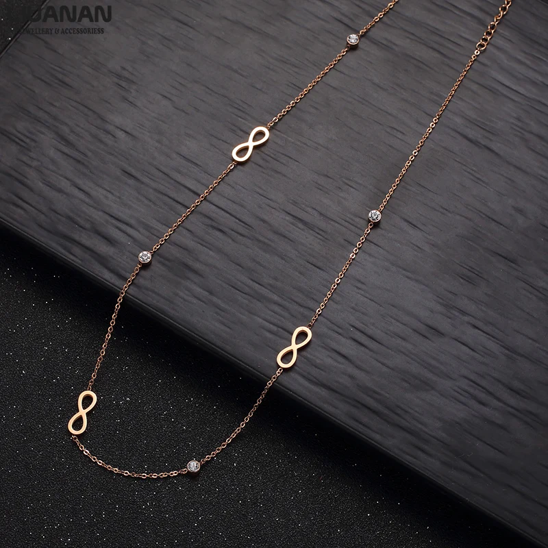 

Infinity Necklace Heart CZ Crystal Chain Necklaces for Women Choker Lucky Symbol Necklaces Geometric Stainless Steel Jewelry