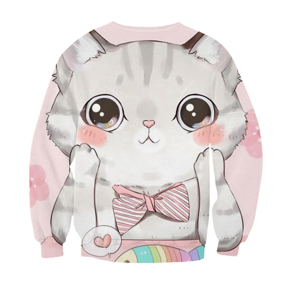 Толстовка с капюшоном мультяшным принтом Kawaii Cat Dog для женщин и мужчин девочек
