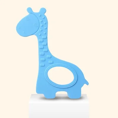 blue Силиконовые Жираф Прорезыватель игрушка BPA Бесплатно Силиконовый Прорезыватель бисер ребенок прорезывание зубов кулон для ребенка прорезывание зубов ожерелье - Цвет: blue