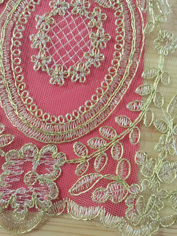 Золотая отделка цветочным кружевом кружевная для невесты свадебного декора