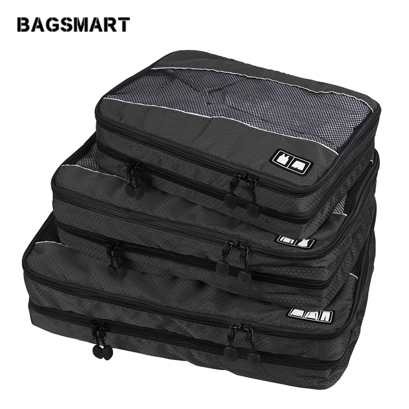 BAGSMART 3 шт. двухслойный куб для упаковки одежды молнии багажная сумка рубашки