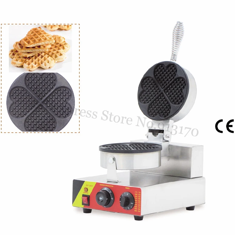 

Electric Waffle Maker Stainless Steel Non-Stick Waffle Machine 5 Leaf Heart Moulds CE Snack Street Waffle Baker 220V/110V 1500W