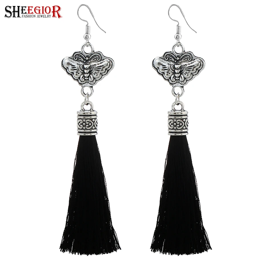 Винтажные богемные серьги подвески shegior для женщин Серебряный цвет пчела ручной