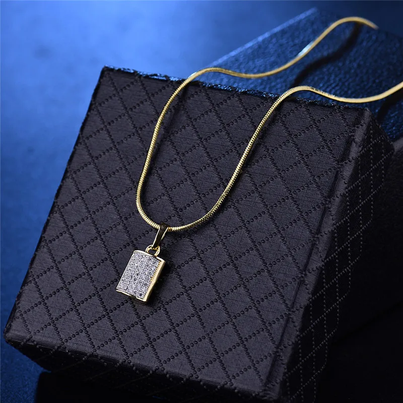 Женская подвеска в виде змеи BUDONG серебряная/Золотая квадратная с белыми