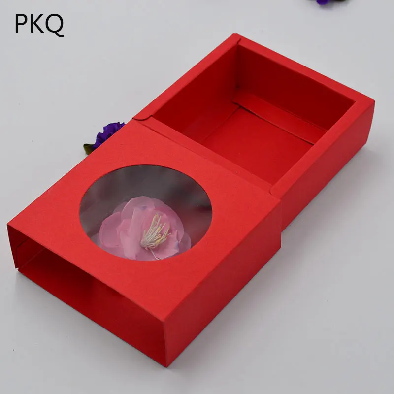 10 шт крафт ящик коробка с ПВХ сердце окно для подарка \ мыло ручной работы \ ремесла \ ювелирные изделия \ Упаковка для миндального печенья коричневая бумажная коробка для хранения