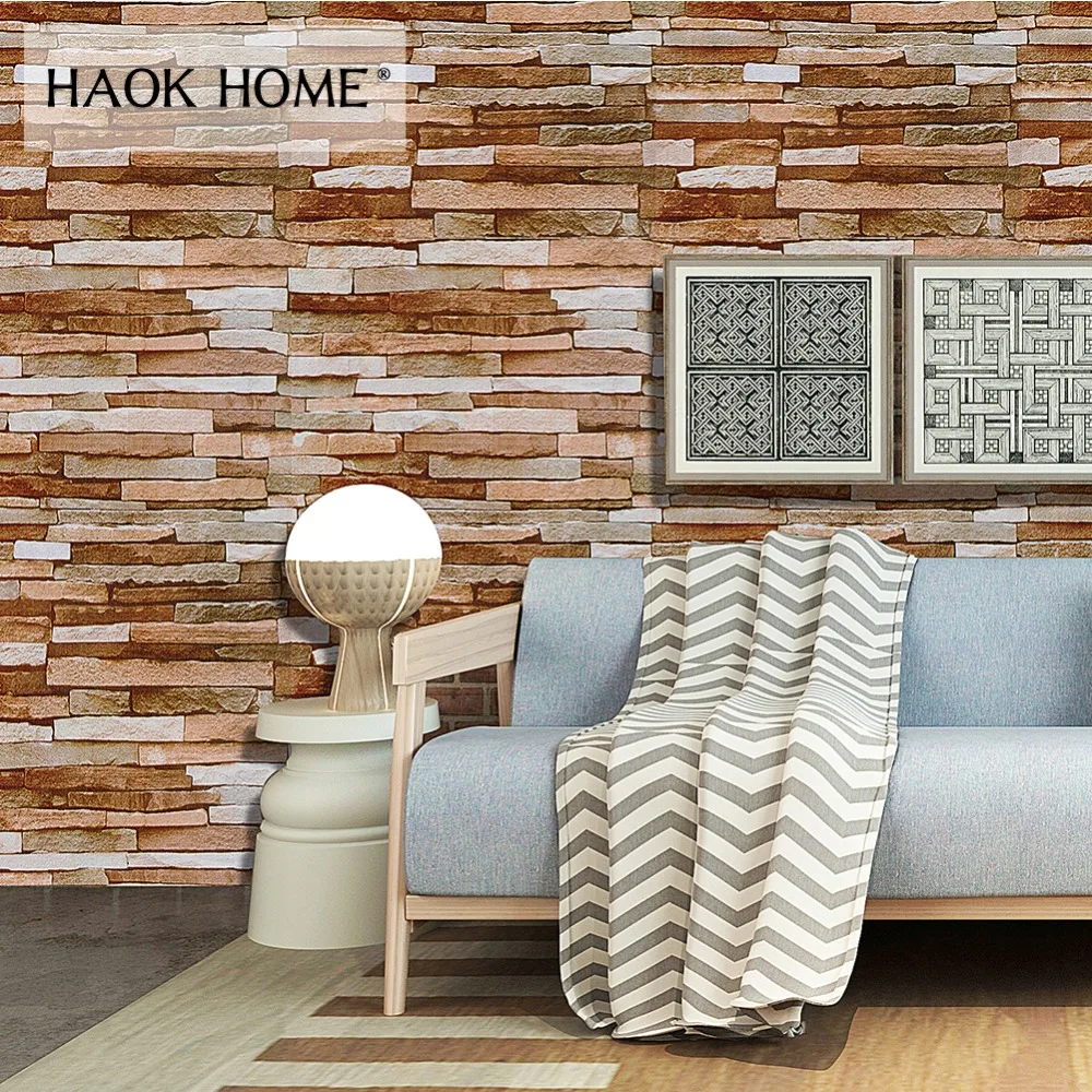 HaokHome рустикальные пилинг и палка сложенные 3D кирпичные обои