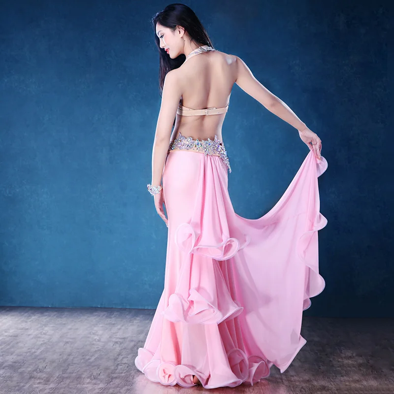 Роскошный бюстгальтер со стразами + ремень длинная шифоновая юбка ожерелье