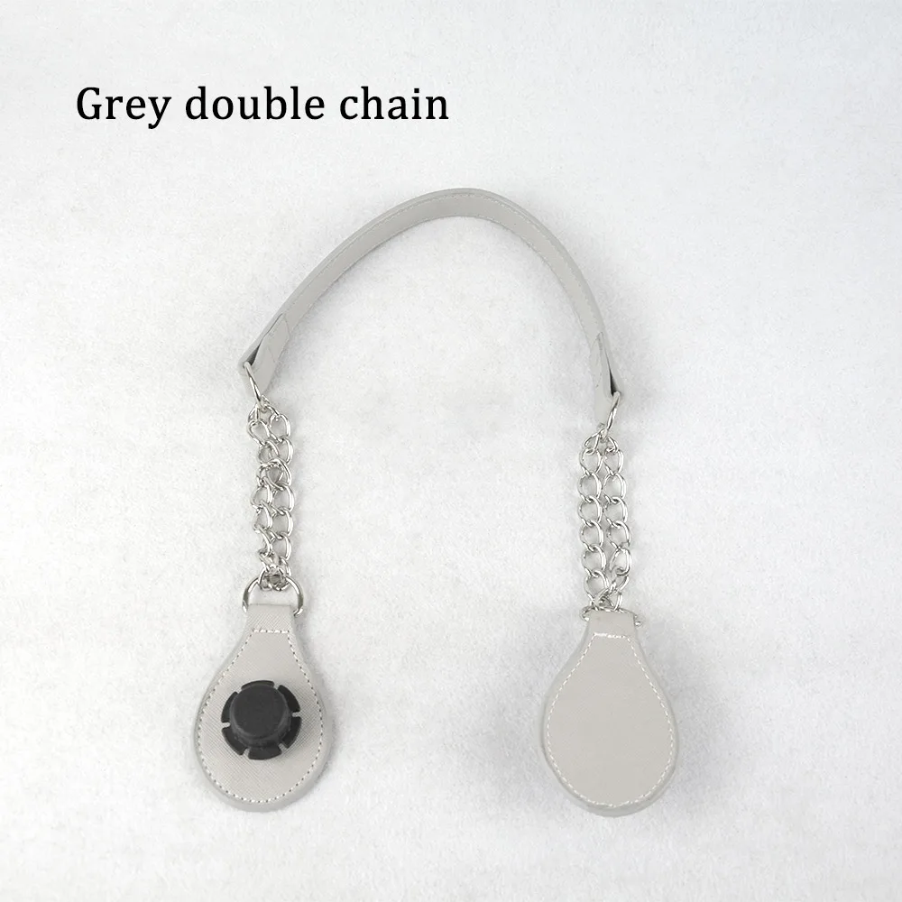 Grey double chain TANQU 1 шт. плоский ремешок-цепочка с краем, с рисунком, с отрывным концом, для Obasket Obag, ремень из искусственной кожи, двойная ручка-цепочка для O Bag - Цвет: Grey double chain