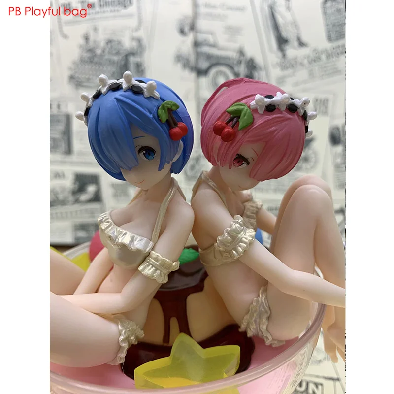 13CM Rem &amp Ram Wine Glass figure PVC Novelty model Action Anime collection Children favorite fans love best gift HD16 | Игрушки и