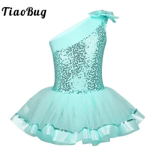 TiaoBugдетское балетное платье-пачка на одно плечо, балетное трико с блестками, детское гимнастическое трико, костюм для сценических танцев