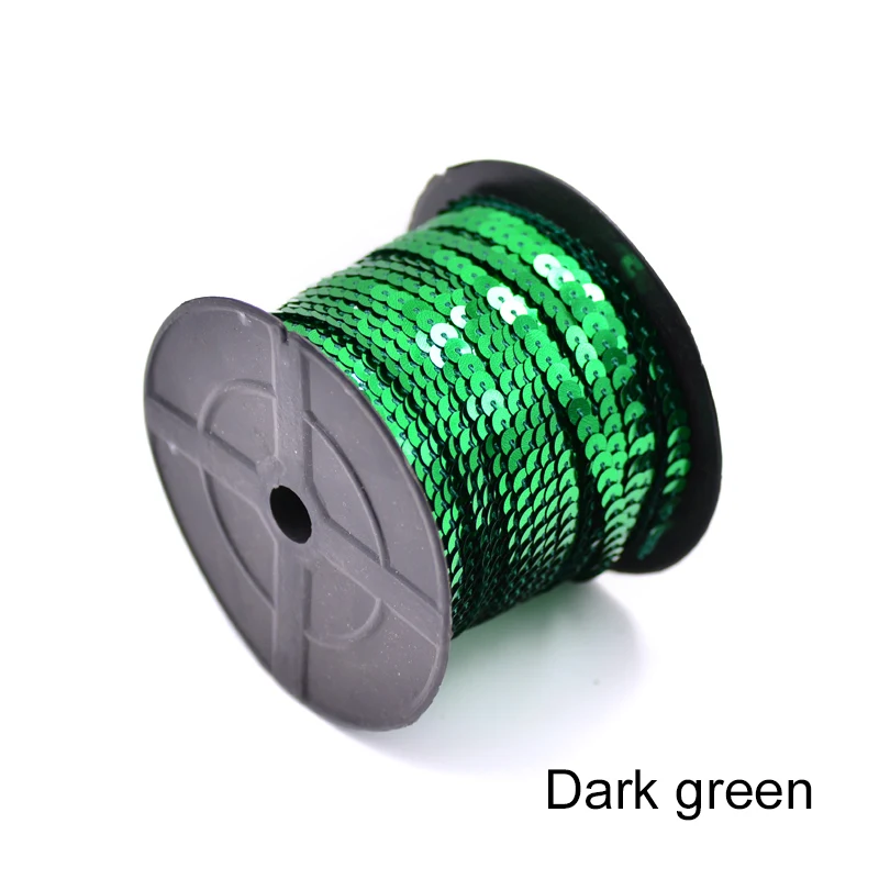 Dark Green JUNAO 6 мм Швейные Блестки пайетки отделка плоские круглые Блестки в рулоне для поделок одежды 15 цветов 100 ярдов для рукоделия - Цвет: Dark Green