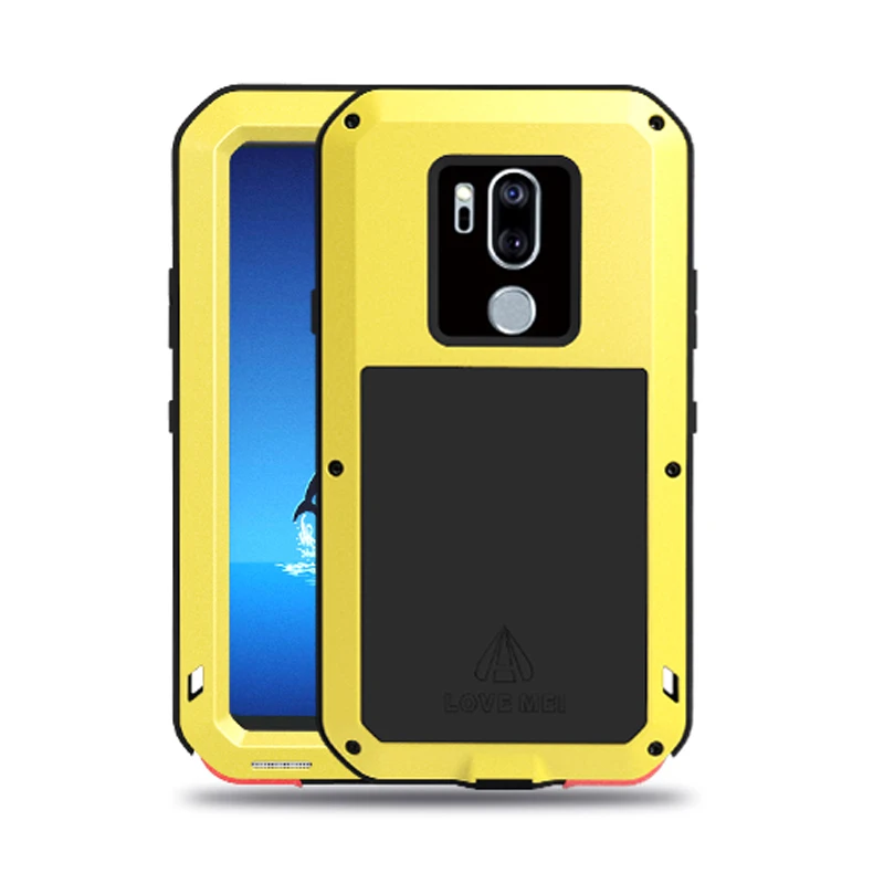 

LOVE MEI Metal Luxury Case For LG G7 ThinQ With Tempered Glass Protector Silicone Cover Full Body Protective For LG G7 ThinQ
