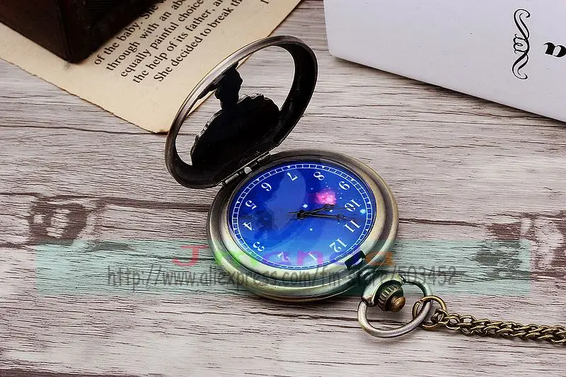 100 шт./лот дизайнерские карманные часы с синим циферблатом в стиле ретро