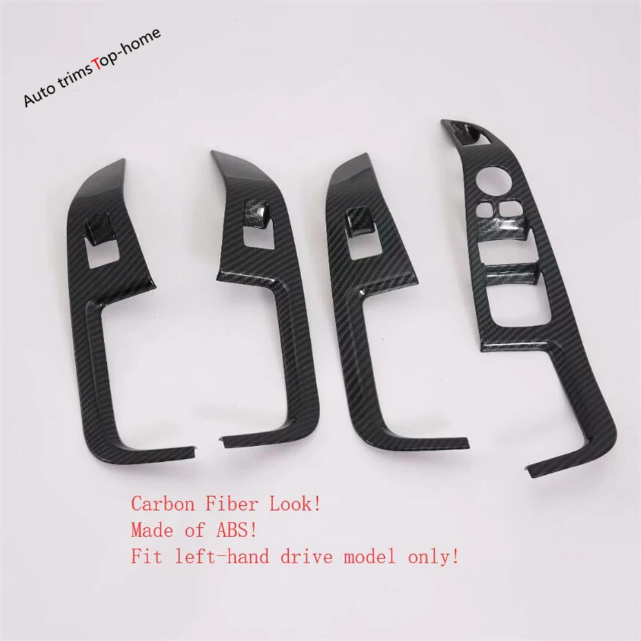 

Yimaautotrims Armrest Window Glass Lift Button Panel Cover Trim Interior Fit For BMW X5 G05 2019 2020 2021 Carbon Fiber Look ABS