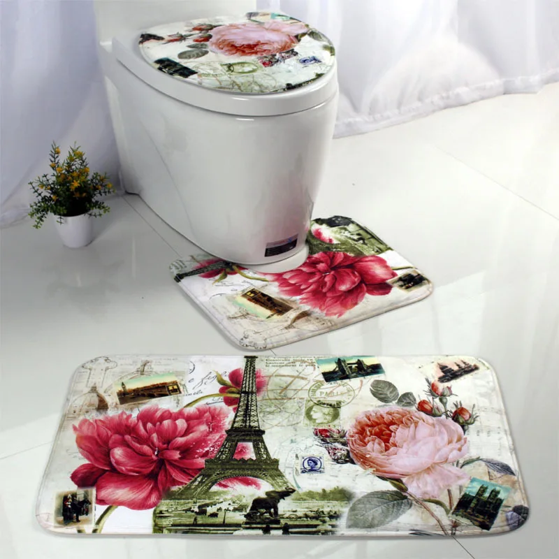 3 шт./компл. коврик для ванной с рисунком океана нескользящий комнаты Набор