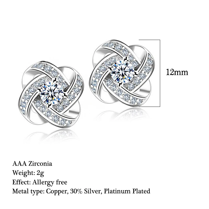 Классические серьги гвоздики в виде цветка с крошечными кристаллами циркония