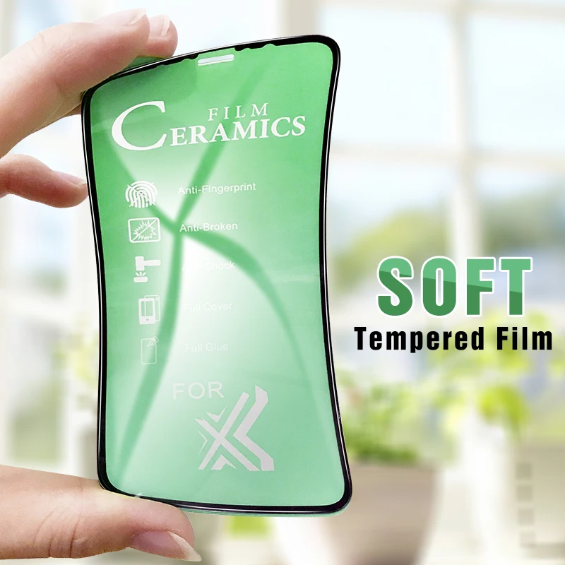 Soft Full Glue Screen Film For iPhone XS MAX XR X 8 7 6 6S Plus PET Ceramics Protective Case Coverage Glass |