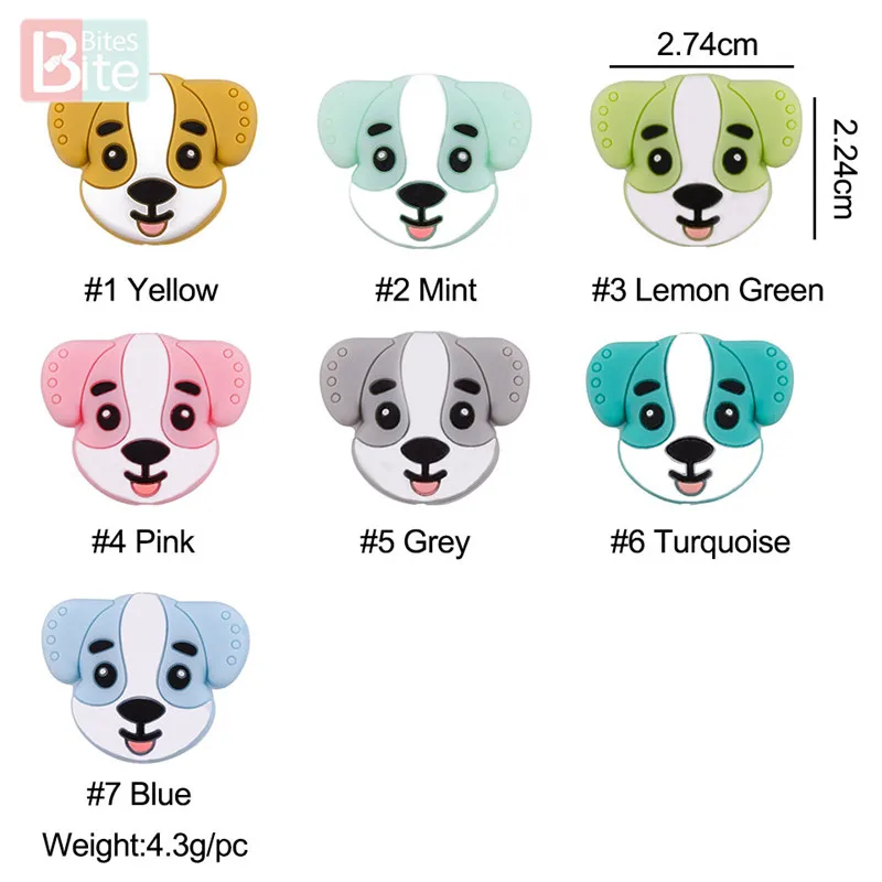 Укусы 20 шт. силиконовые бусины для прорезывания зубов с собачкой малышей
