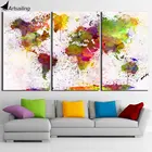 HD печать 3 шт. Холст Искусство цветная карта мира живопись континента настенные картины для гостиной Декор Бесплатная доставка NY-7023D
