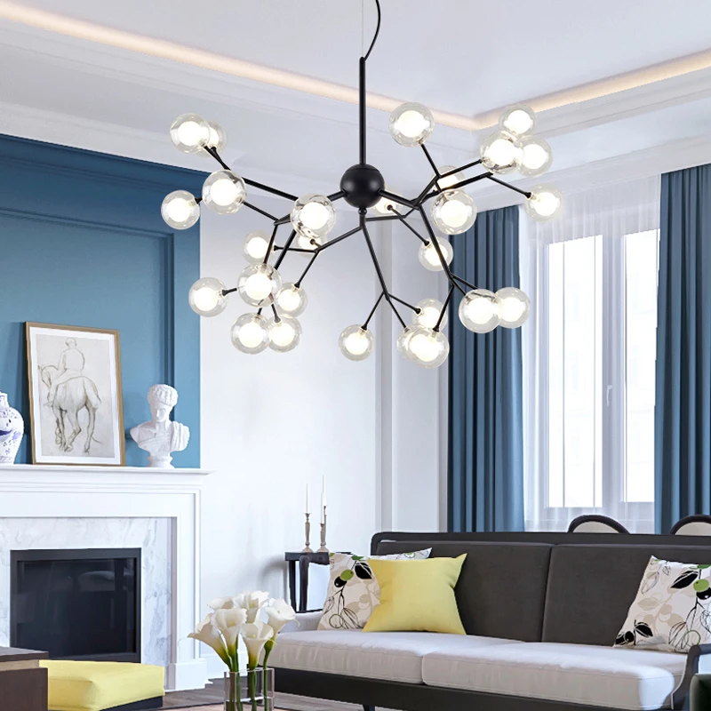 

Modern Molecule Led Pendant Lights Glass Bean Suspension Lamps Fixtures For Restaurant Living room Study Pendant Lighting G510
