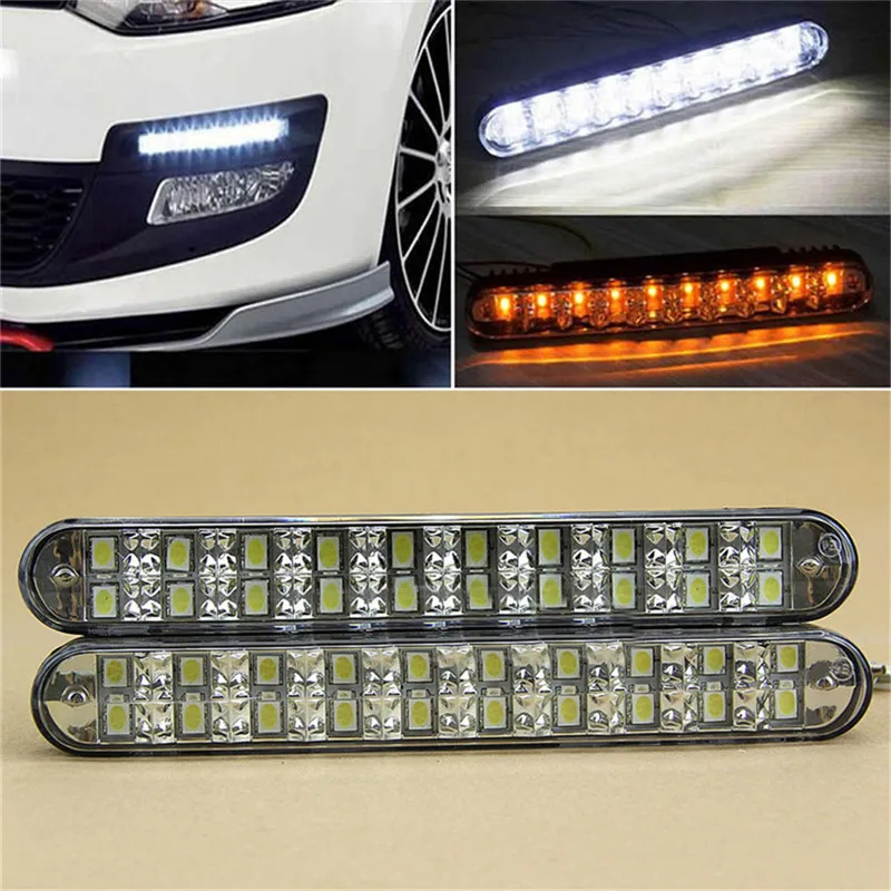 2 шт./лот 30 светодиодов белый и желтый двухцветные Автомобильные дневные ходовые