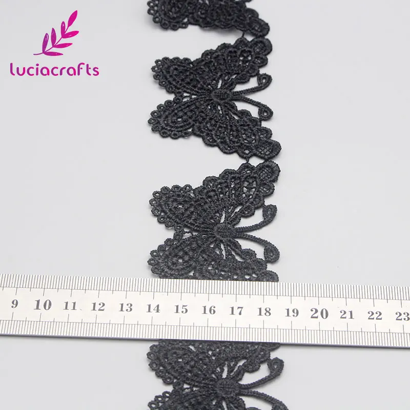 Lucia crafts 1 ярд/лот 5*7 см белый/черный кружево вышивка отделка ленты DIY Свадебные аксессуары для шитья одежды N0510