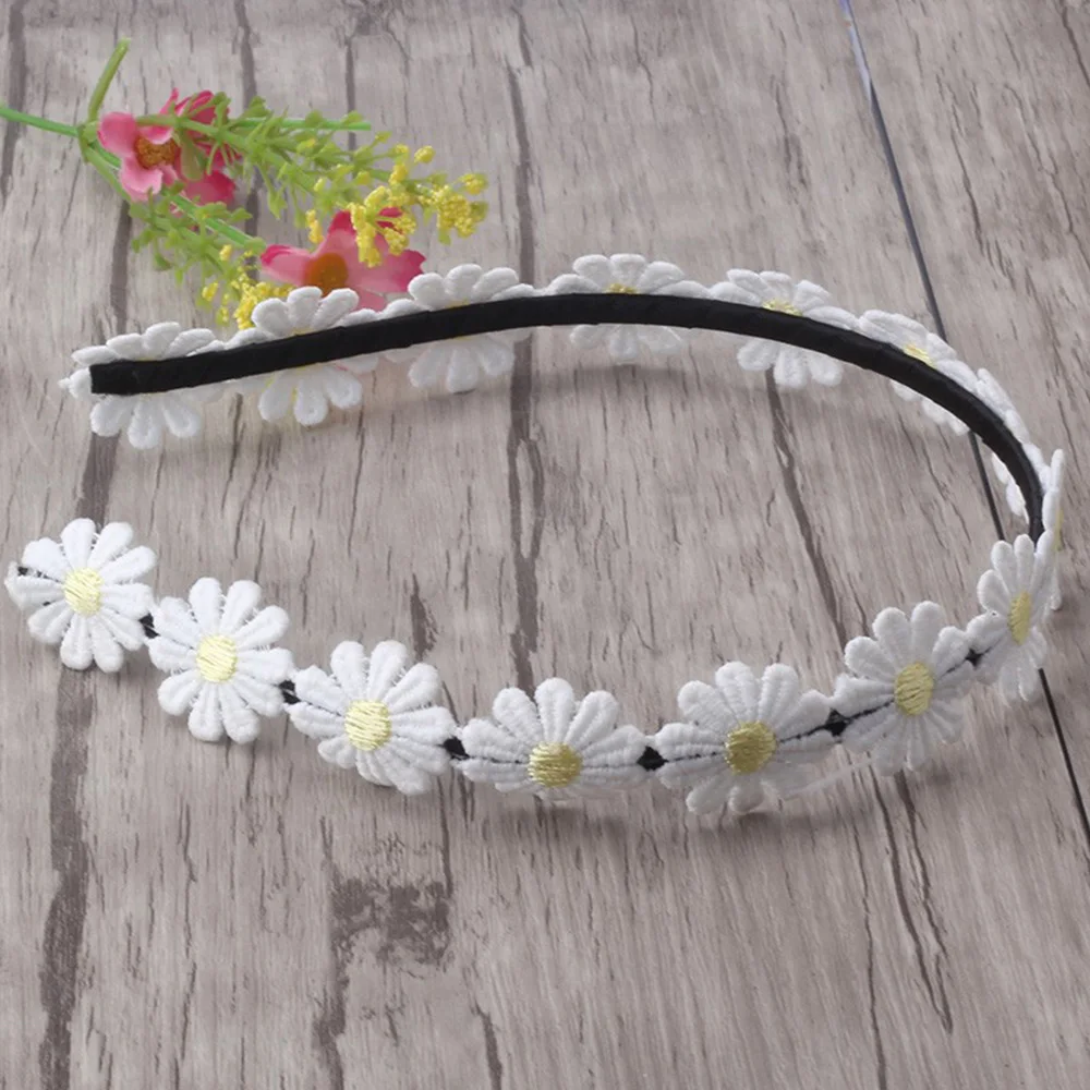 Женская однотонная повязка на голову с цветком Маргаритки | Аксессуары для