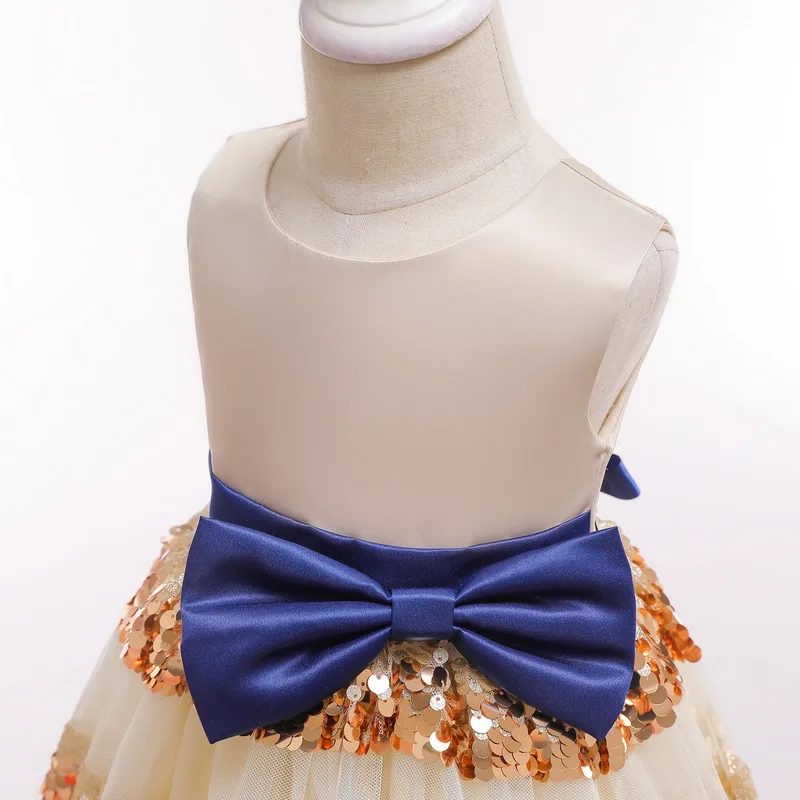 

Summer New Beautiful Bow-Knot Princess Tutu Dress Sequin Lace Dress Girls Wedding Theme Party Ball Gown Vestido