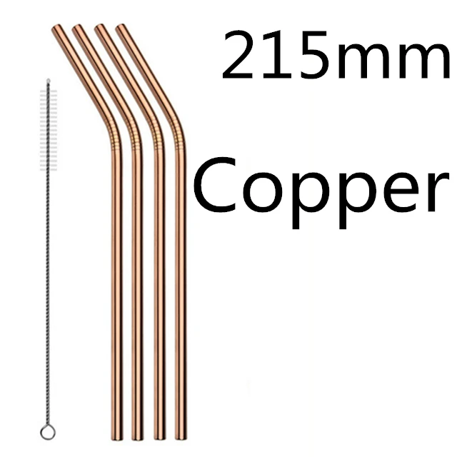 Copper 215 4 шт./компл. Многоразовые соломинкой Высокое качество 304 Нержавеющая сталь металлическая соломинка с чистящая щетка для кружек панели инструментов - Цвет: Copper 215