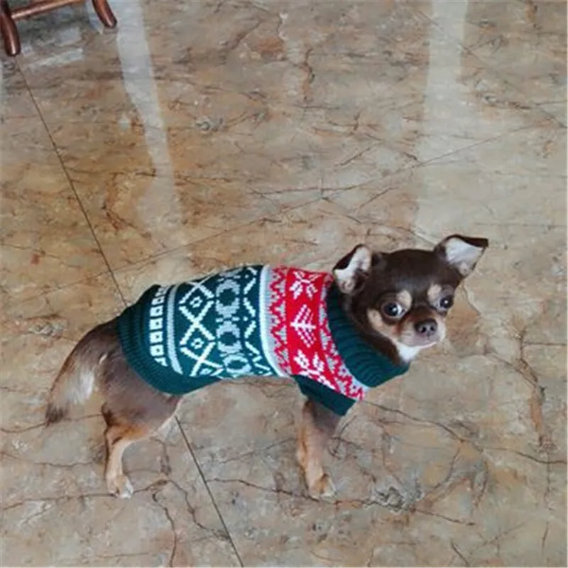 Cute Dog Cat Clothes Small Pet Sweater X-mas Snowflake Clothing Warm Puppy Coat Jacket Knitted Product For Yorkshire Terrier | Дом и сад