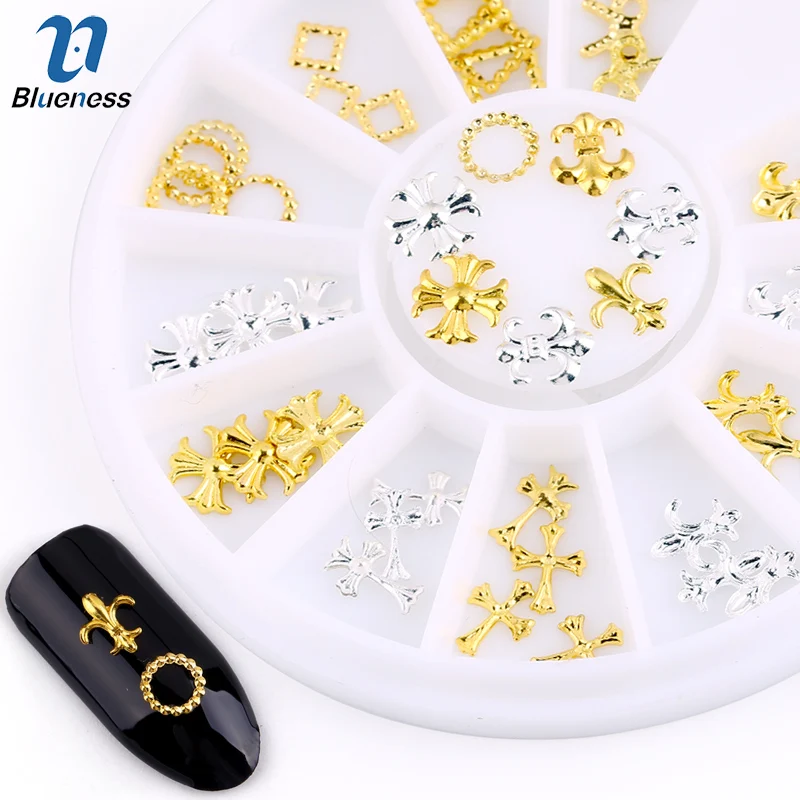 Blueness 1Wheel Gold Silver Glitter Copper Alloy Nail Art Decorations DIY Accessories Studs Rhinestones For Nails Manicure ZP218|rhinestones for