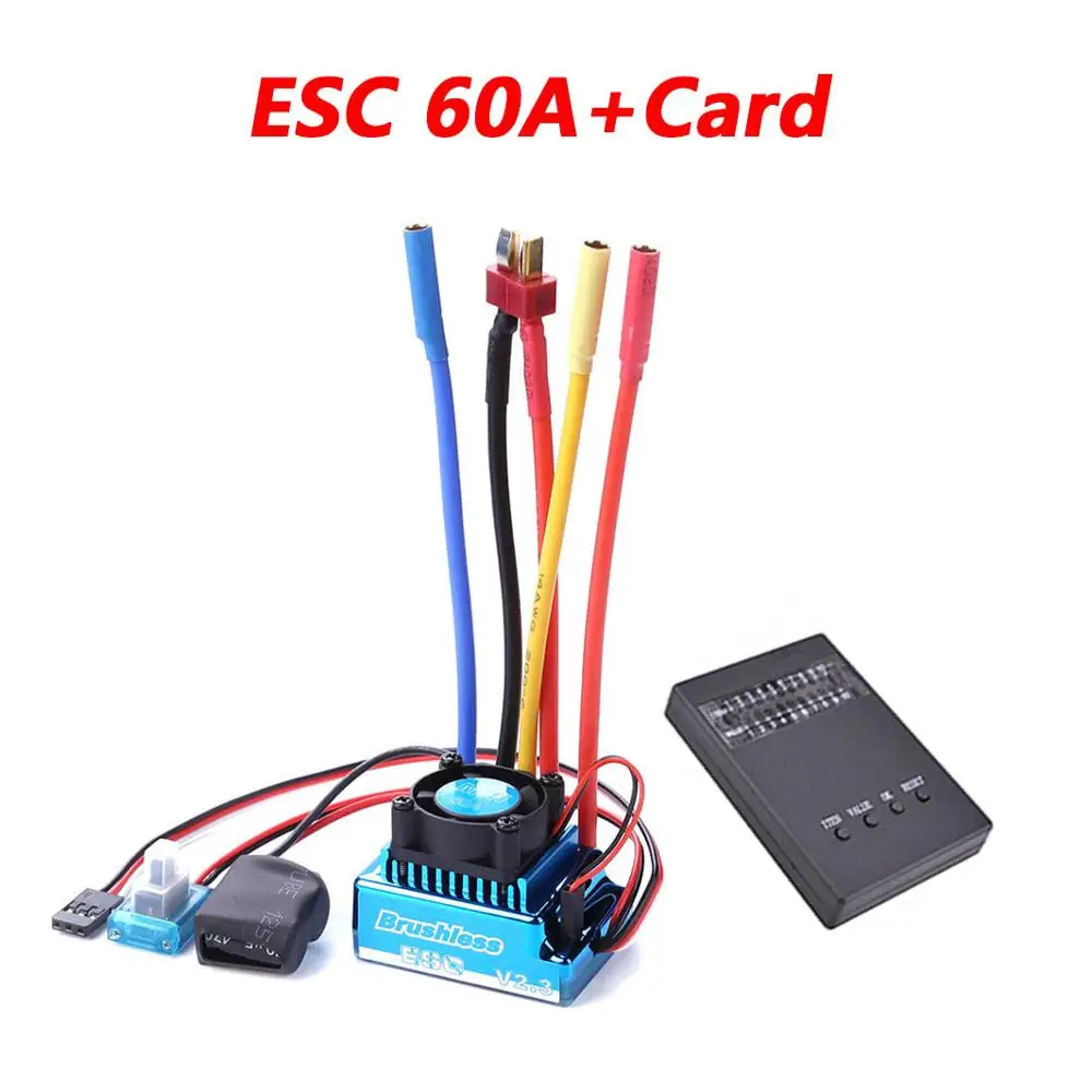 60A ESC and card Водонепроницаемый 3650 3900KV бесщеточный двигатель 45A 60A 80A 120A ESC программист карты комбо набор для RC barco parte 1/10 1/12 RC автомобиль грузовик - Цвет: 60A ESC and card