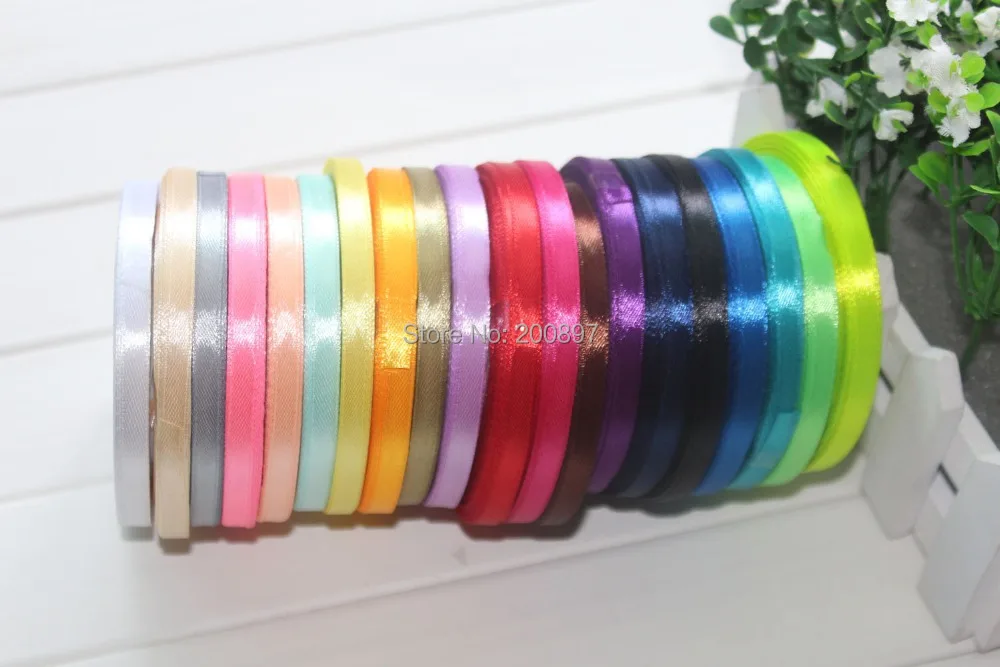 Однотонная атласная лента 6 мм подарки фотоленты украшение сделай сам 25 ярдов в