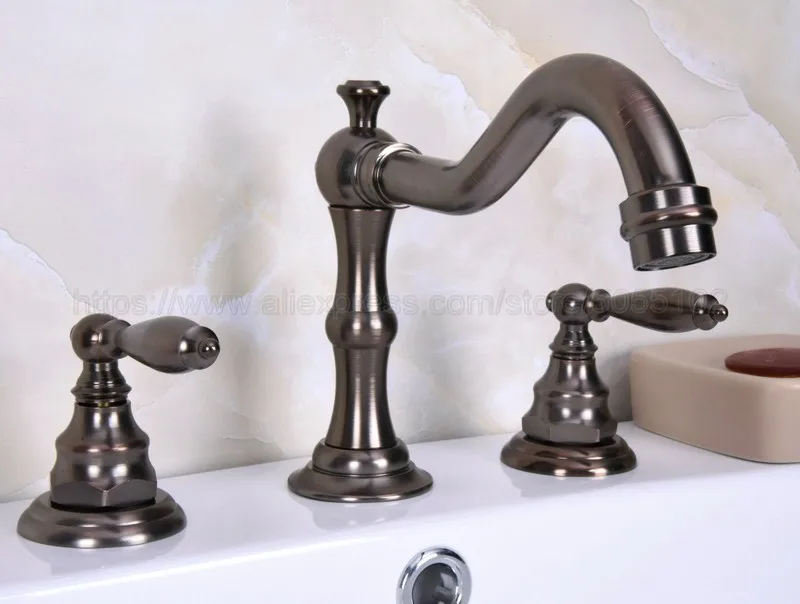 

3 pcs ORB Brass Deck Mounted Bathroom Mixer Tap Bath Basin Sink Vanity Faucet Water Tap Bath Faucets znf435