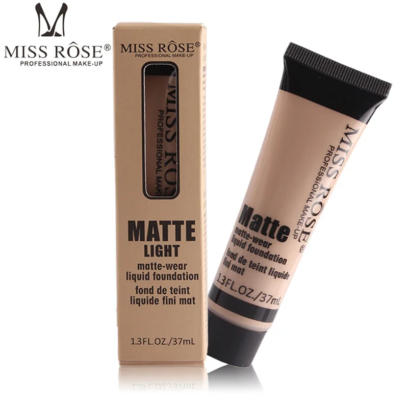 

Miss Rose Brand Makeup Matte Wear Liquid Foundation Maquiagem 10 Colors Face Cream Base Foundation Fond de teint concealer